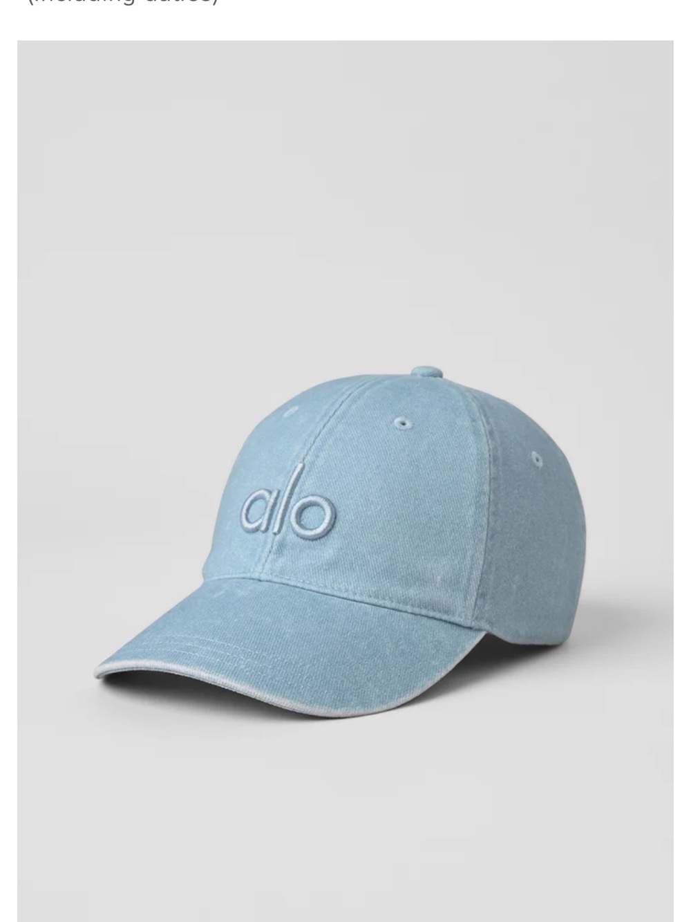 ALO Yoga Light Blue Embroidered Logo Baseball Cap